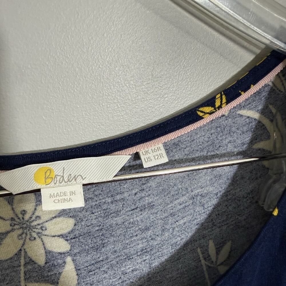 Boden US 12R Jersey Longsleeves Stretch Floral Maxi Dress Navy Blue Yellow - Picture 4 of 6